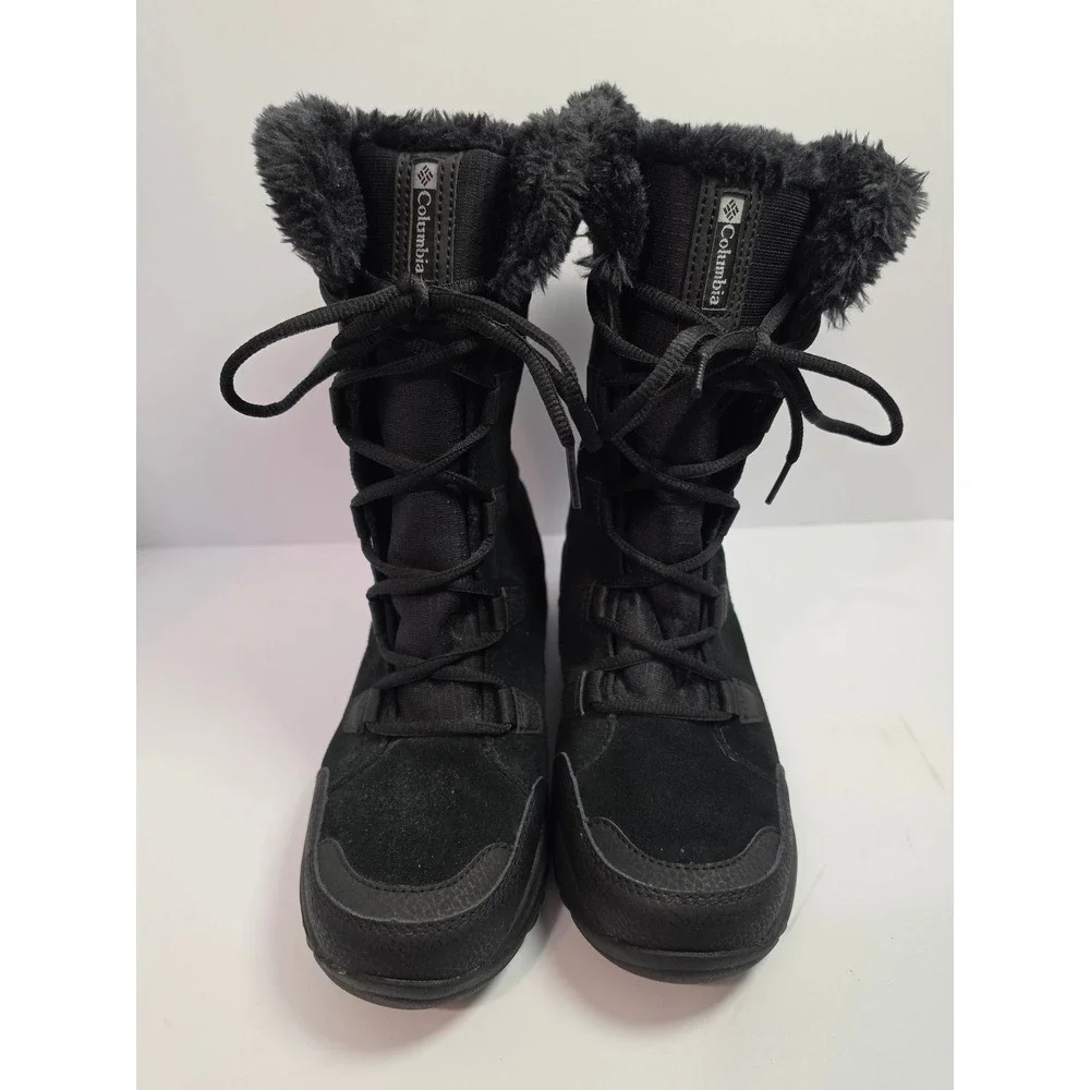 Columbia Minx Mid III Waterproof Winter Boots Black Faux Fur Womens 9